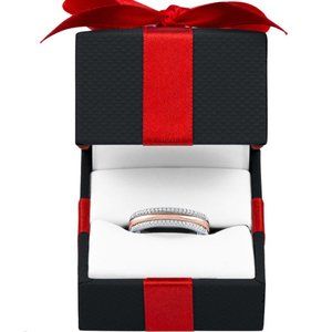 Genuine Diamond 14K Rose Gold Sterling Silver Ring